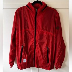 Bellfield Men’s NWT Crimson Red Windbreaker Coat‎ Jacket Size Large — B Notice C
